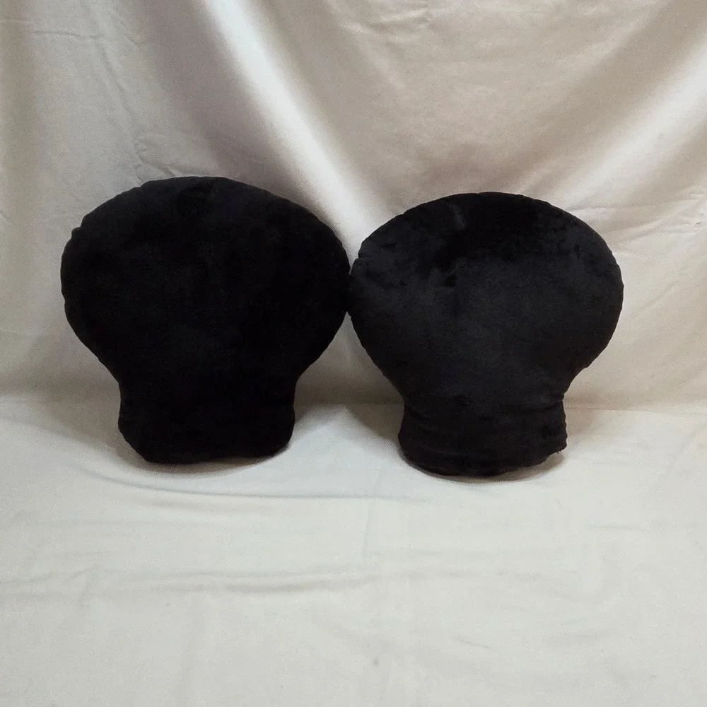 A pair of Halloween Skull Pillows‎ Black Silver Sparkle Decor 12.25 x 11.5